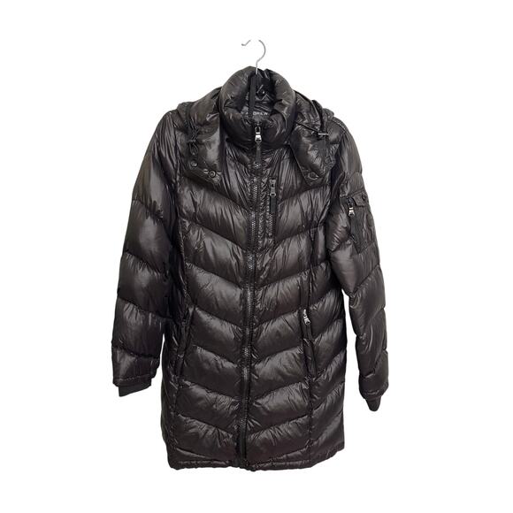 Andrew Marc Jacket Women Large Packable Lightweight Premium 650 Down Black Shiny - Picture 1 of 7